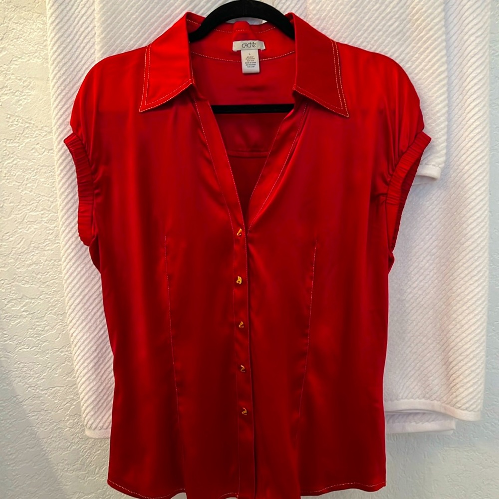 Red SILK Blouse by Caché